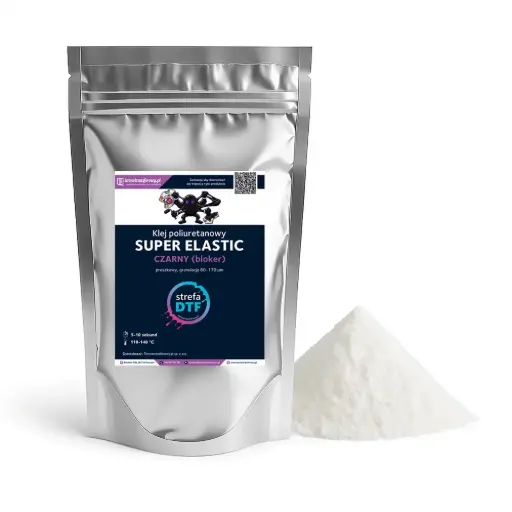 Klej poliuretanowy proszkowy DTF Super Elastic czarny (bloker)